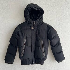 J Whistler Boy’s Size 4 Black Puffer Jacket Water Resistant Button‎ Zip Closure